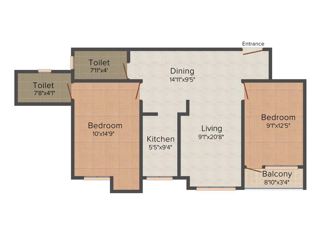 Skyline Sapphire (2BHK+2T (994 sq ft) 994 sq ft)