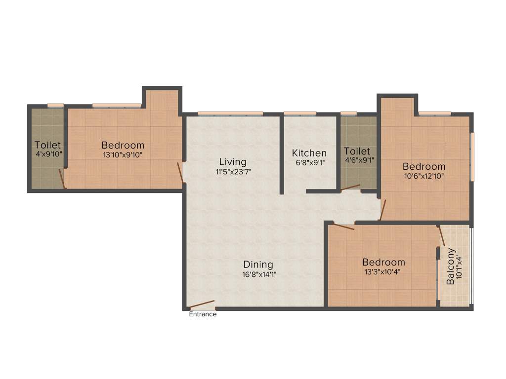 Skyline Sapphire (3BHK+2T (1,410 sq ft) 1410 sq ft)