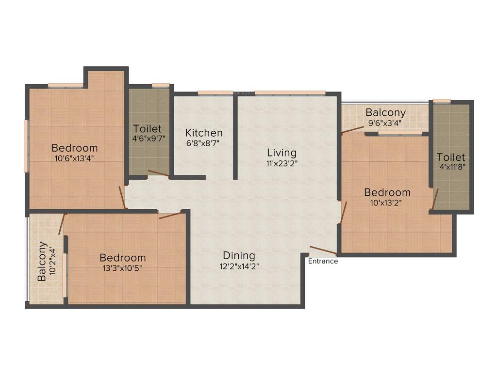 Skyline Sapphire (3BHK+2T (1,416 sq ft) 1416 sq ft)