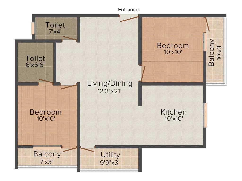 Surath Raj Serenity 2BHK+2T (1,125 sq ft)