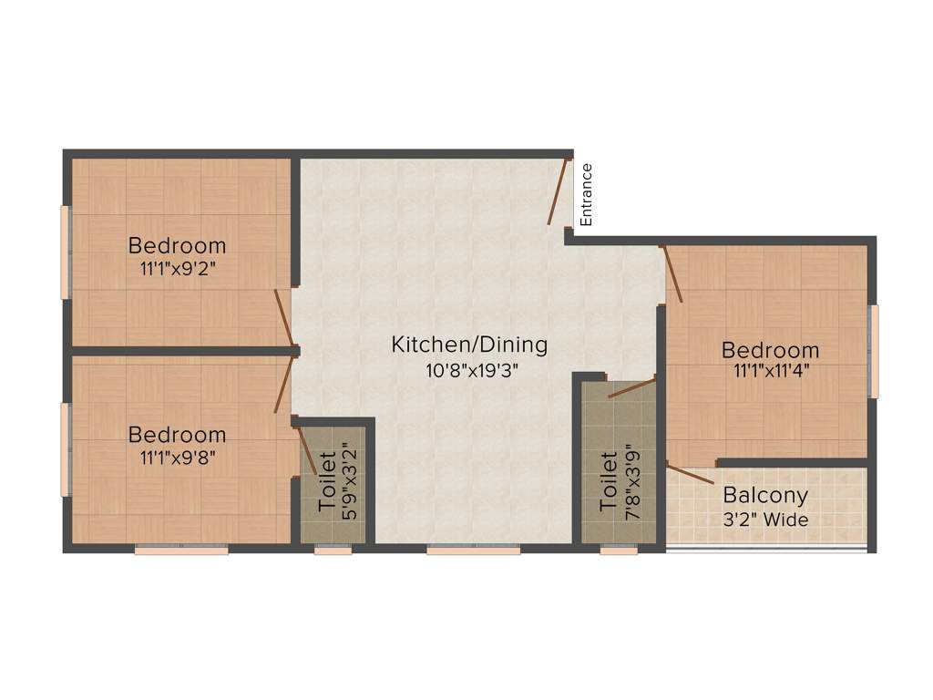 Peess Con IndiaReality Pvt Ltd 99 Bansdroni (3BHK+2T (1,075 sq ft) 1075 sq ft)