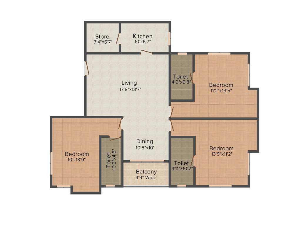 Pyramid Spaciana (3BHK+3T (1,905 sq ft) 1905 sq ft)