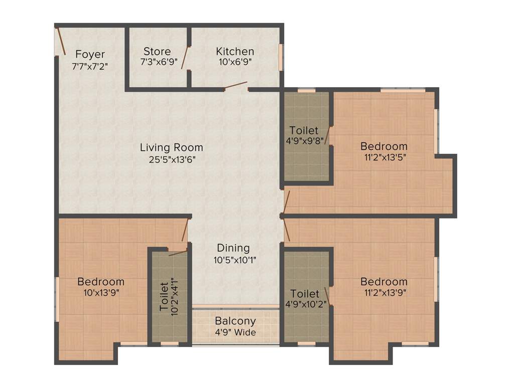 Pyramid Spaciana (3BHK+3T (2,135 sq ft) 2135 sq ft)