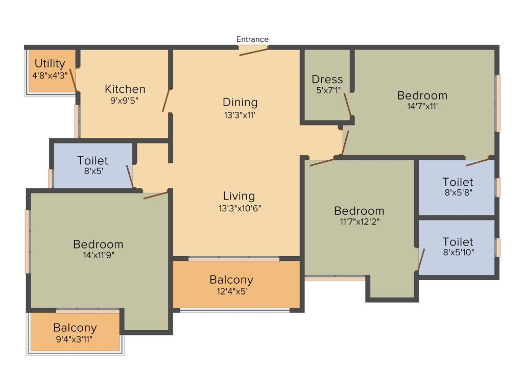 Ideal Ideal Royale (3BHK+3T (1,910 sq ft) 1910 sq ft)