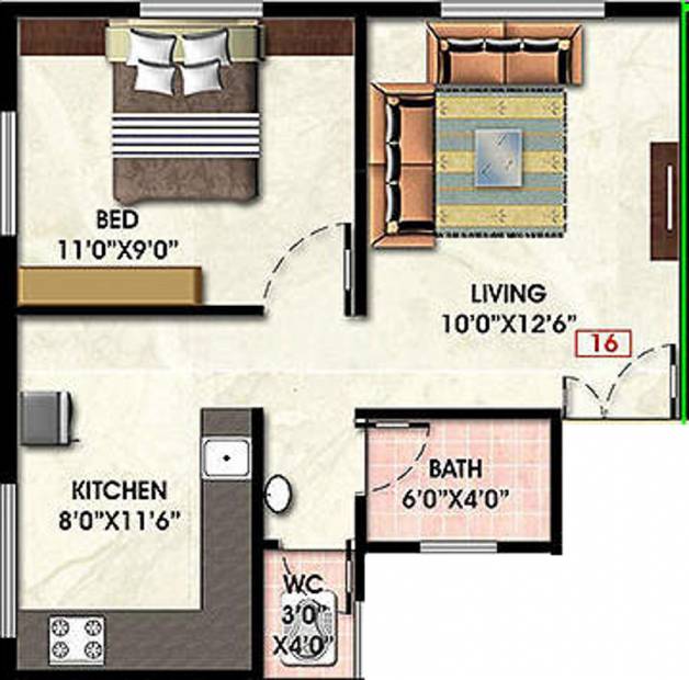 Subhadra Royale Town (1BHK+1T (466 sq ft) 466 sq ft)