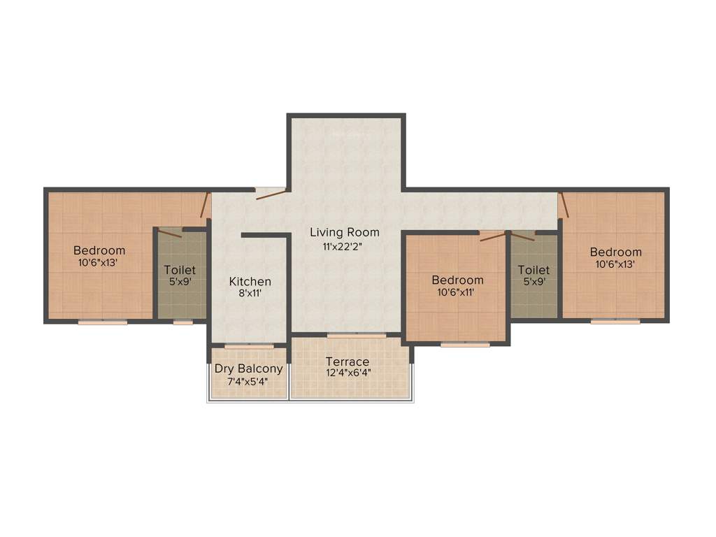 Karia Krish 2 (3BHK+2T (1,395 sq ft) 1395 sq ft)