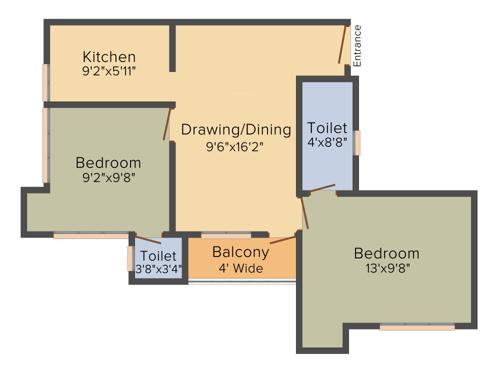 Meharia Windsor Midland (2BHK+2T (793 sq ft) 793 sq ft)