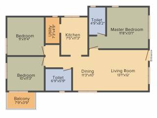 Bluejay Aston (3BHK+2T (1,376 sq ft) 1376 sq ft)