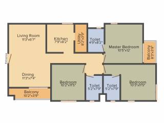 Bluejay Aston (3BHK+3T (1,381 sq ft) 1381 sq ft)