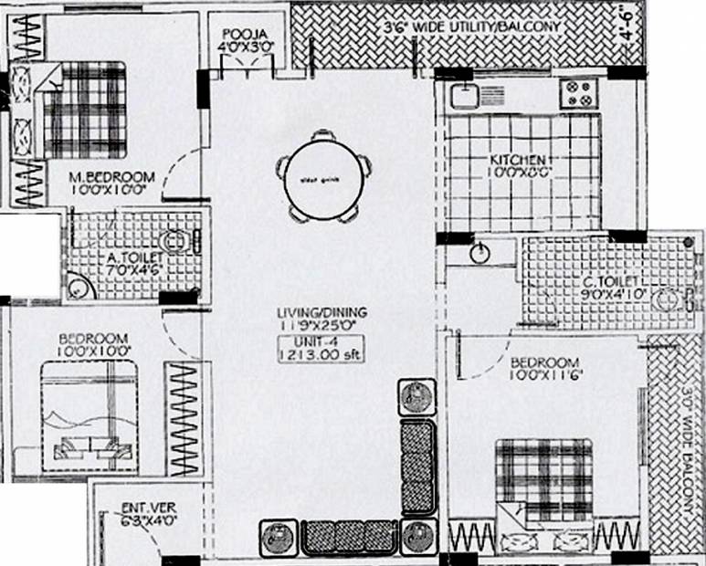 Dreamciti Lotus Pride (3BHK+2T (1,213 sq ft) + Pooja Room 1213 sq ft)