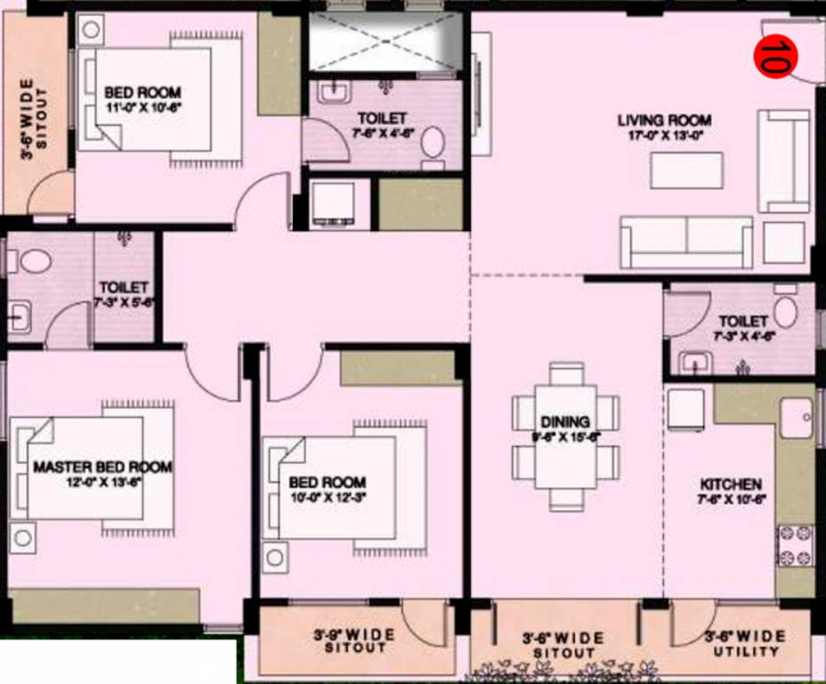 Kamakshi Oak Mont (3BHK+3T (1,615 sq ft) 1615 sq ft)