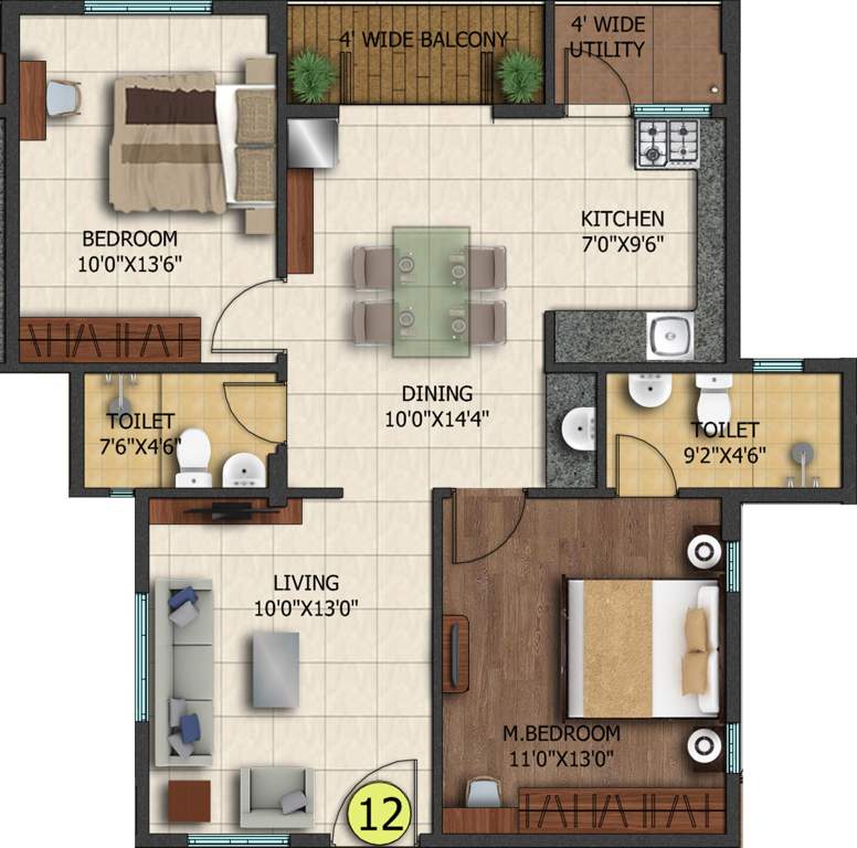 Mana Karmel (2BHK+2T (1,059 sq ft) 1059 sq ft)