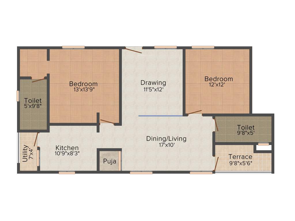 Incor Bonsai Homes (2BHK+2T (1,325 sq ft)   Pooja Room 1325 sq ft)