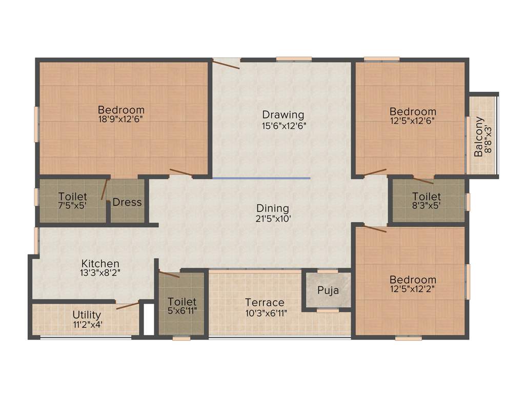 Incor Bonsai Homes (3BHK+3T (1,891 sq ft)   Pooja Room 1891 sq ft)
