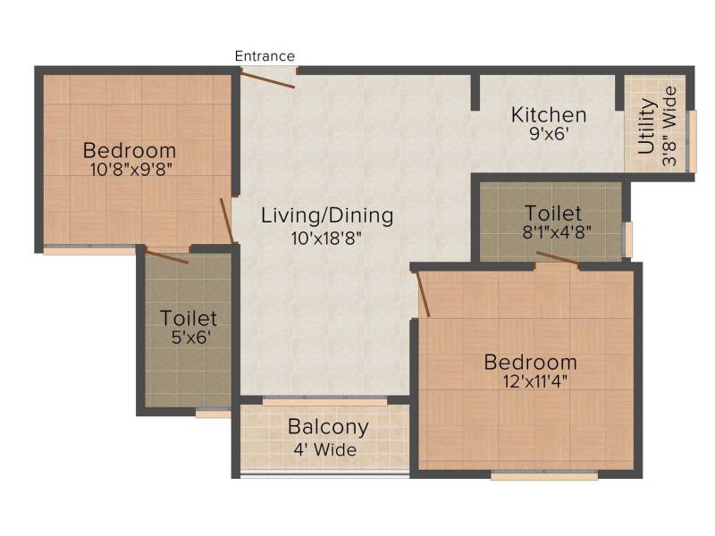 Ahad Euphoria (2BHK+2T (1,050 sq ft) 1050 sq ft)