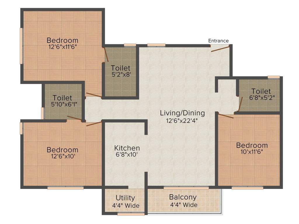 Ahad Euphoria (3BHK+3T (1,395 sq ft) 1395 sq ft)