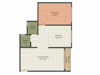 Park ARE Park Town (1BHK+1T (520 sq ft) 520 sq ft)