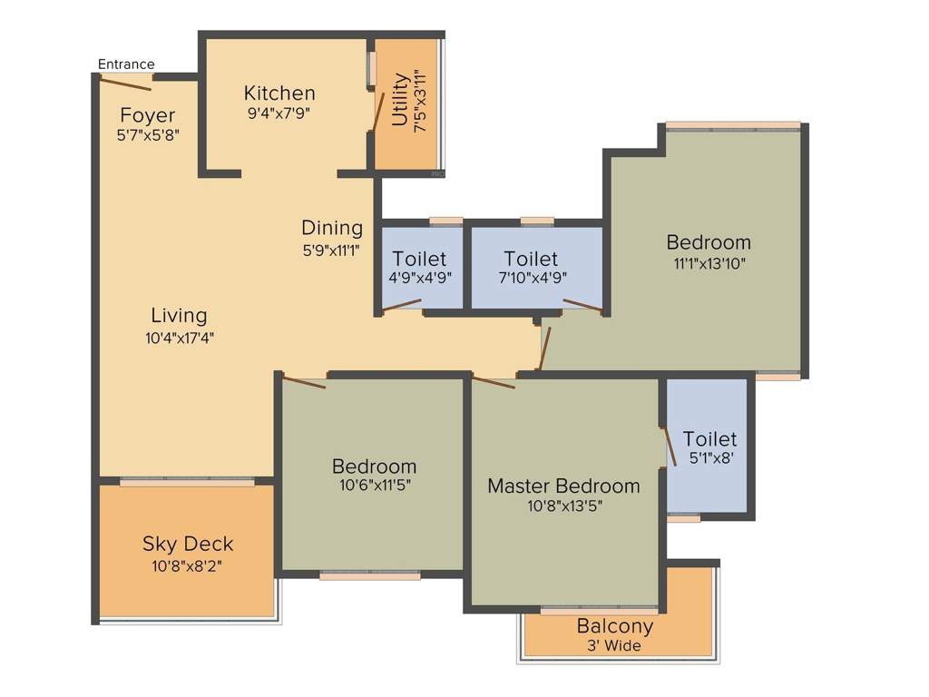 Keya The Green Terraces (3BHK+3T (1,420 sq ft) 1420 sq ft)