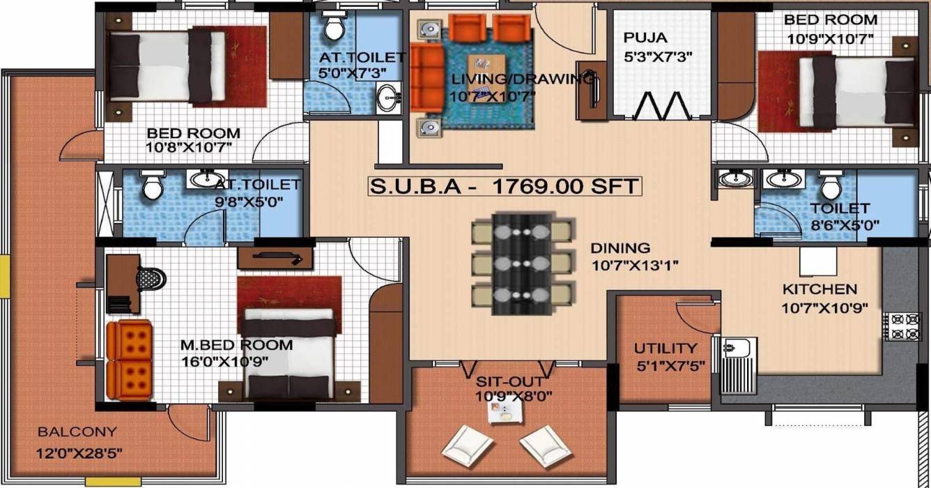 Mahaveer Tranquil (3BHK+3T (1,769 sq ft)   Pooja Room 1769 sq ft) Mahaveer Tranquil (3BHK+3T (1,769 sq ft)   Pooja Room 1769 sq ft)