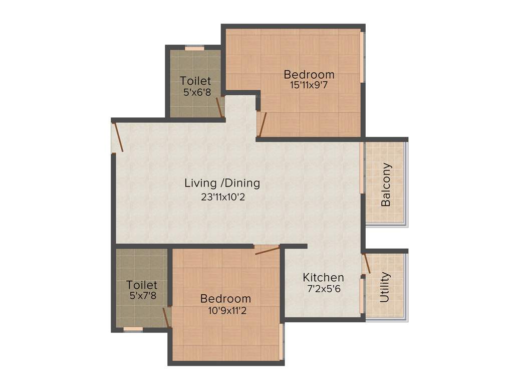 Nest Campus Woods (2BHK+2T (961 sq ft) 961 sq ft)