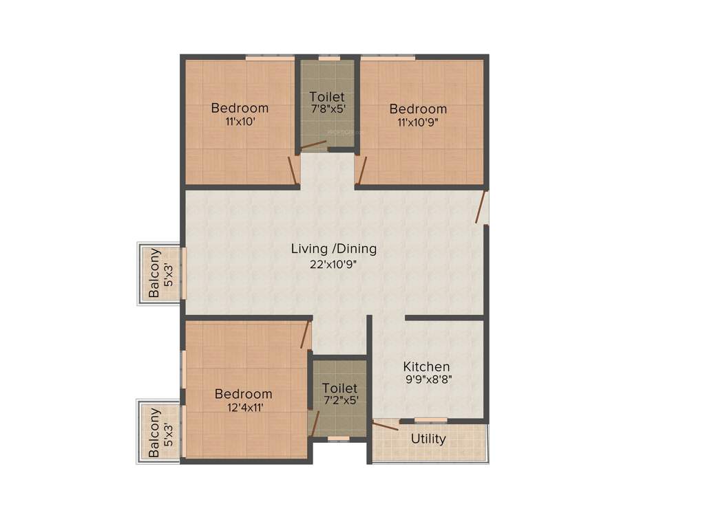 Nest Campus Woods (3BHK+2T (1,245 sq ft) 1245 sq ft)
