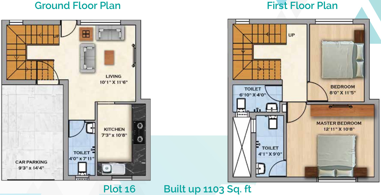MS Orange County Villas (2BHK+3T (1,103 sq ft) 1103 sq ft)