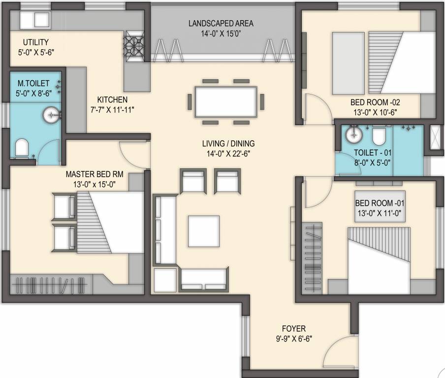 Inner Glory Fields (3BHK+2T (1,569 sq ft) 1569 sq ft) Inner Glory Fields (3BHK+2T (1,569 sq ft) 1569 sq ft)