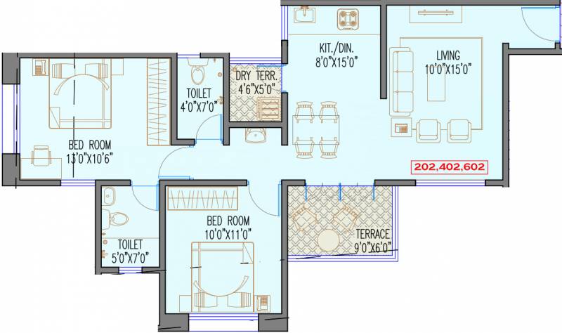 Runwal Housing Savoir Faire (2BHK+2T (940 sq ft) 940 sq ft)