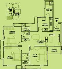 Asset Grandstand (3BHK+2T (1,485 sq ft) 1485 sq ft)