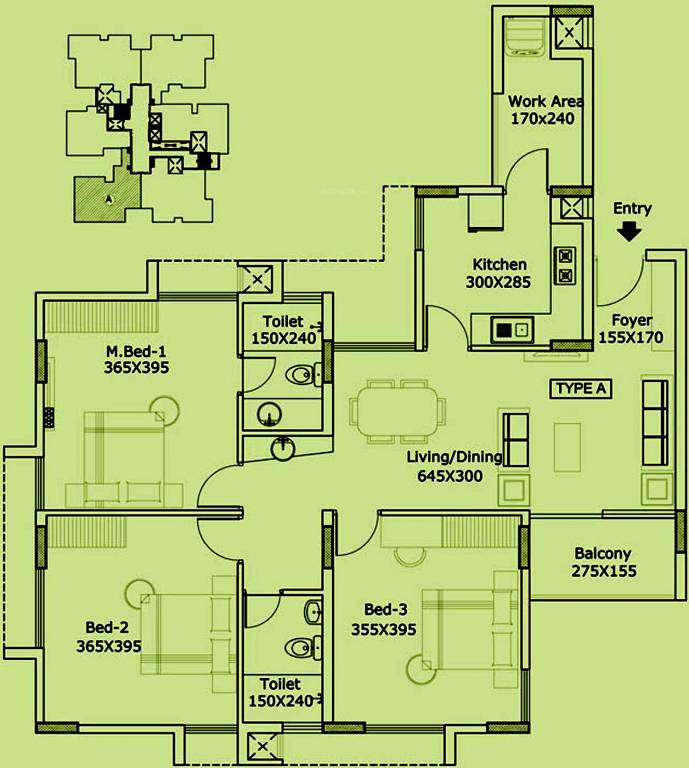 Asset Grandstand (3BHK+2T (1,485 sq ft) 1485 sq ft)