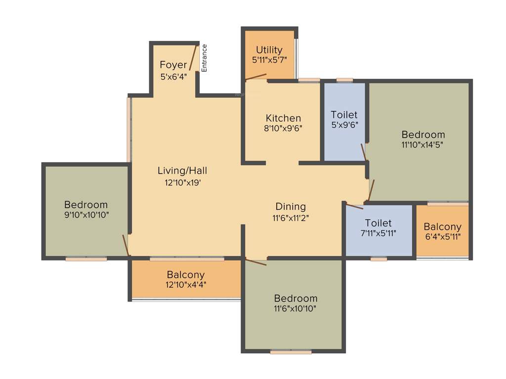 MJ Lifestyle Amadeus (3BHK+2T (1,413 sq ft) 1413 sq ft)