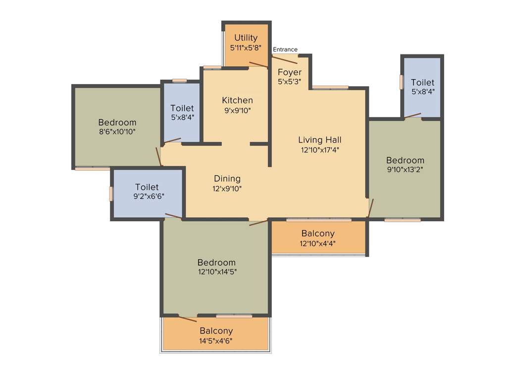 MJ Lifestyle Amadeus (3BHK+3T (1,493 sq ft) 1493 sq ft)