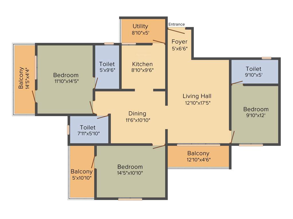 MJ Lifestyle Amadeus (3BHK+3T (1,607 sq ft) 1607 sq ft)