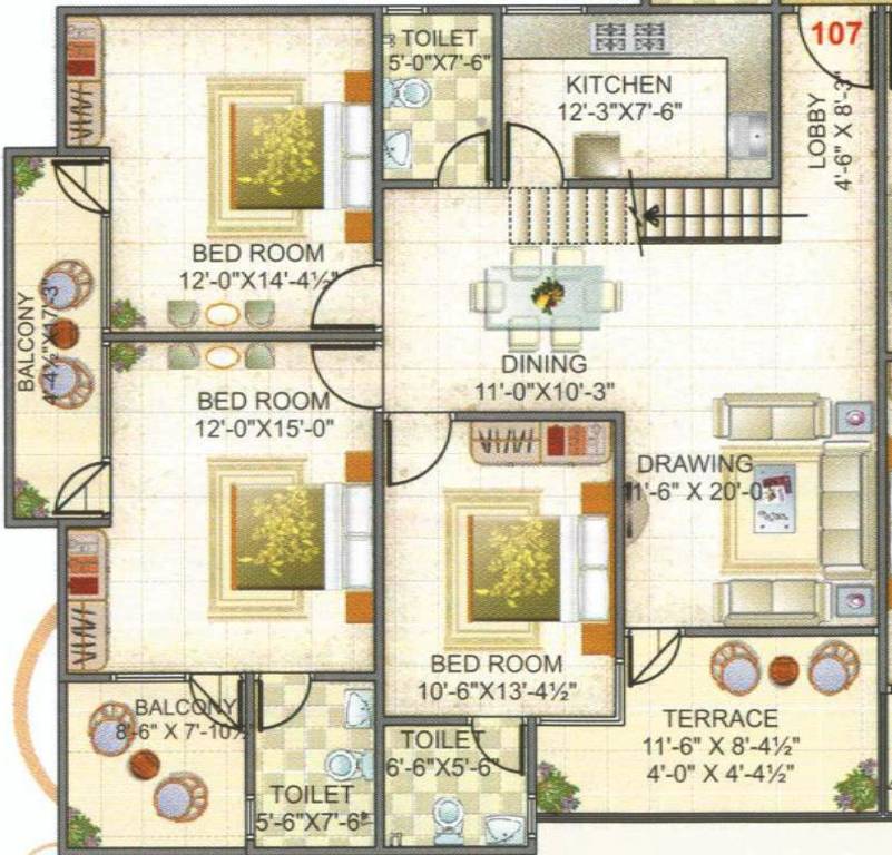 Ashapurna Empire (3BHK+3T (1,841 sq ft) 1841 sq ft)