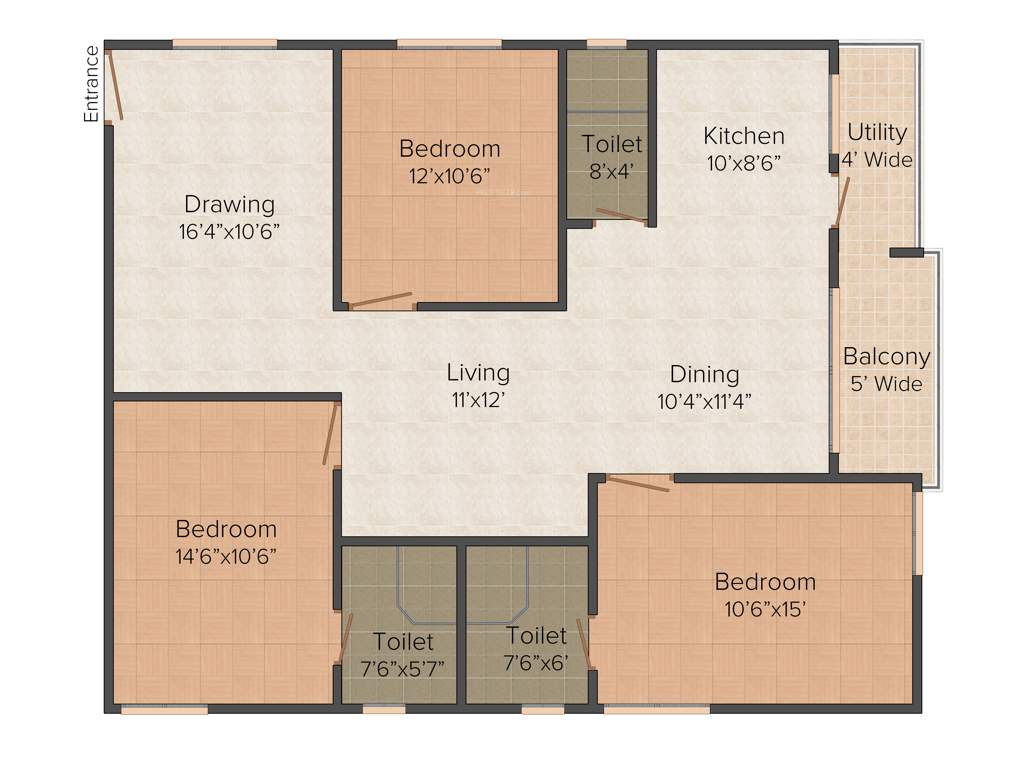 Vamsiram Jyothi Botanica (3BHK+3T (1,640 sq ft) 1640 sq ft)