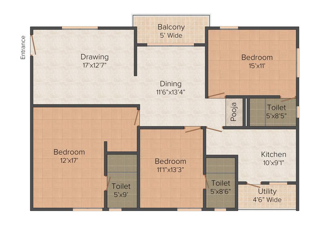 Vamsiram Jyothi Botanica (3BHK+3T (1,850 sq ft) Pooja Room 1850 sq ft)