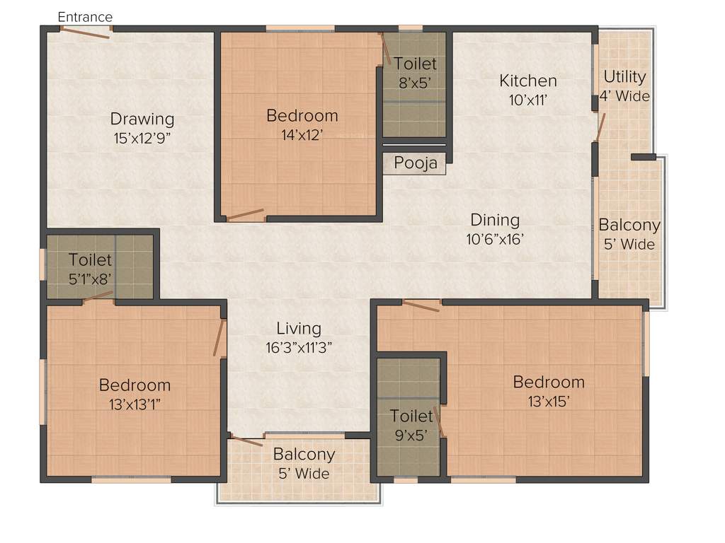 Vamsiram Jyothi Botanica (3BHK+3T (2,120 sq ft) Pooja Room 2120 sq ft)