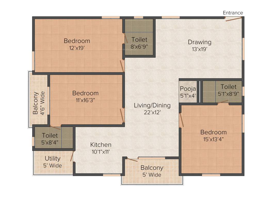 Vamsiram Jyothi Botanica (3BHK+3T (2,125 sq ft) Pooja Room 2125 sq ft)