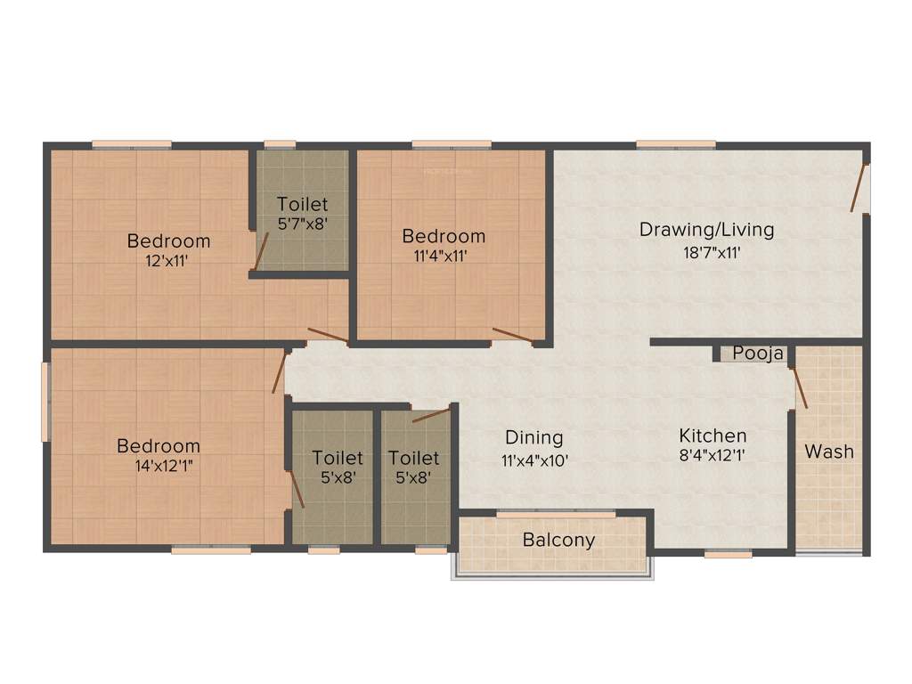 Vaishnavi Pride (3BHK+3T (1,571 sq ft) 1571 sq ft)