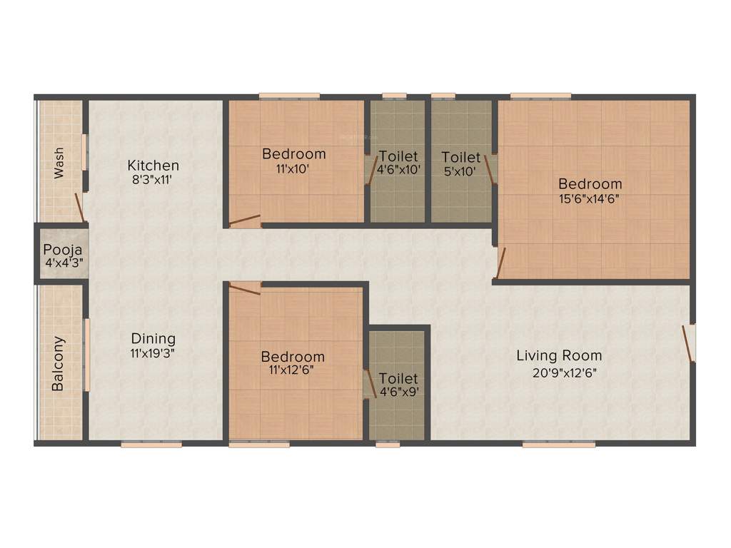 Vaishnavi Pride (3BHK+3T (1,948 sq ft)   Pooja Room 1948 sq ft)