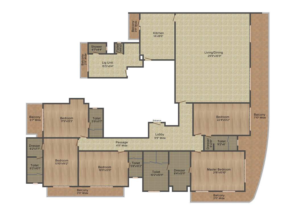 DLF Kings Court (5BHK+6T (7,254 sq ft) Servant Room 7254 sq ft)