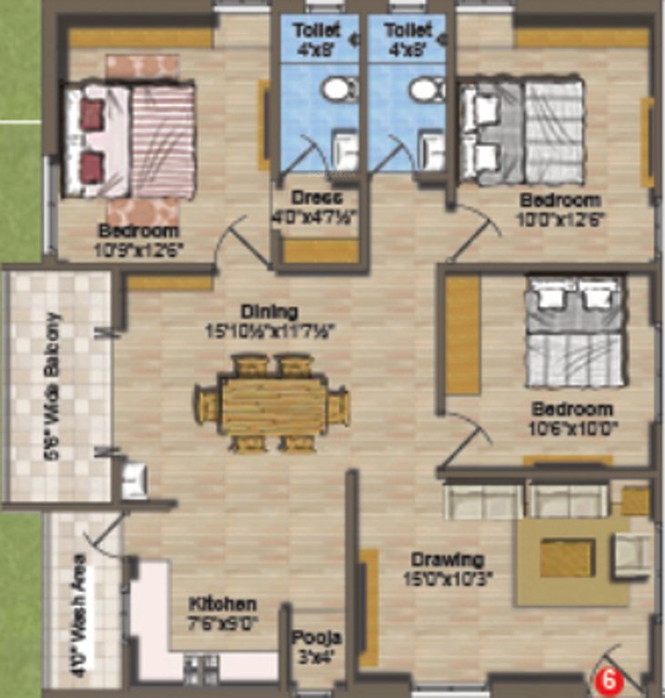 Gamut Creative Abode (3BHK+2T (1,478 sq ft) + Pooja Room 1478 sq ft)