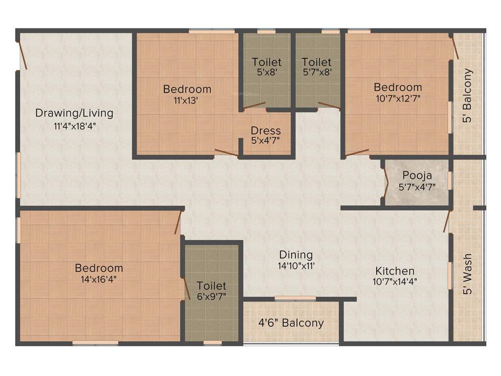 Vaishnavi Fresh Living Apartments (3BHK+3T (2,122 sq ft) 2122 sq ft)