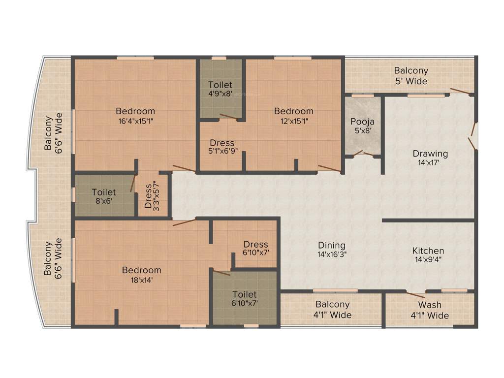 Vaishnavi Fresh Living Apartments (3BHK+3T (2,711 sq ft) 2711 sq ft)