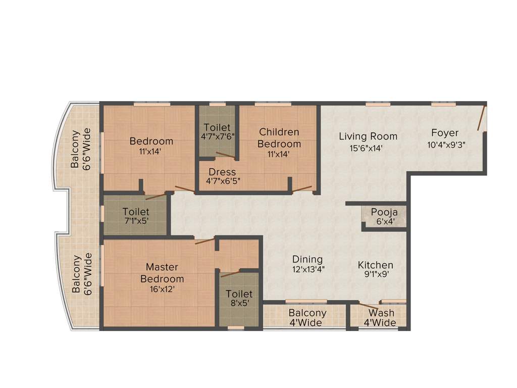 Vaishnavi Estate Fresh Living Apartments 3BHK+3T (2,146 sq ft)