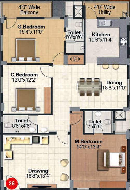 Pranava Gitaaar (3BHK+3T (1,820 sq ft) 1820 sq ft)