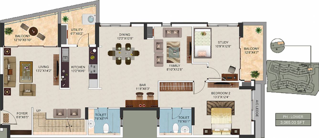 Mantri Lithos (3BHK+5T (3,065 sq ft) + Study Room 3065 sq ft)