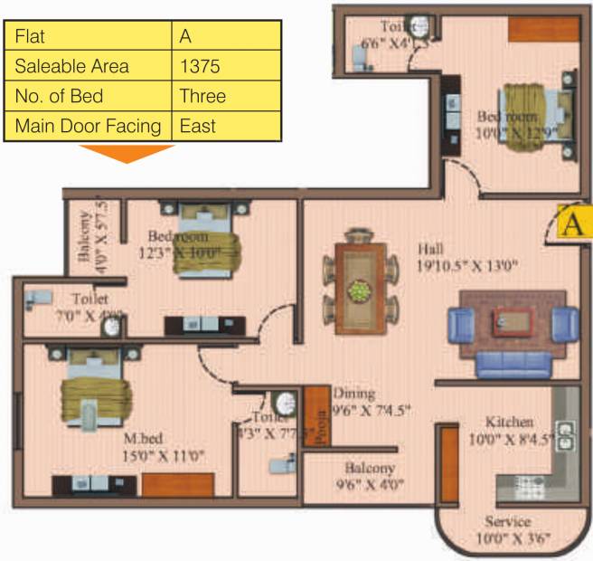 Sri Atreya Apartments (3BHK+3T (1,375 sq ft) 1375 sq ft)