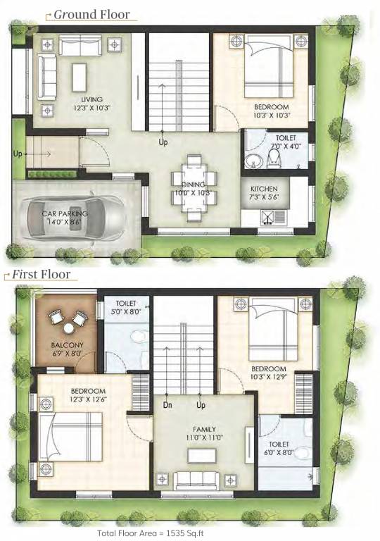 Nova Amber (3BHK+3T (1,535 sq ft) 1535 sq ft)