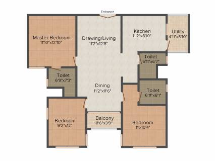 1647 Sq Ft 3 Bhk Floor Plan Image Mahaveer Group Maple Available For Sale Proptiger Com